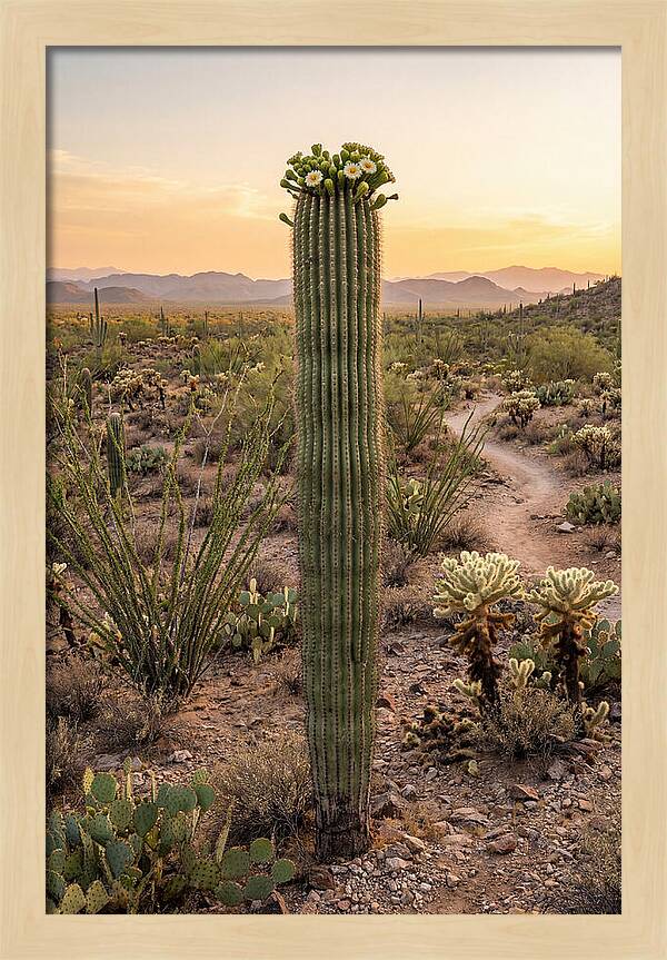Saguaro Cactus In Bloom