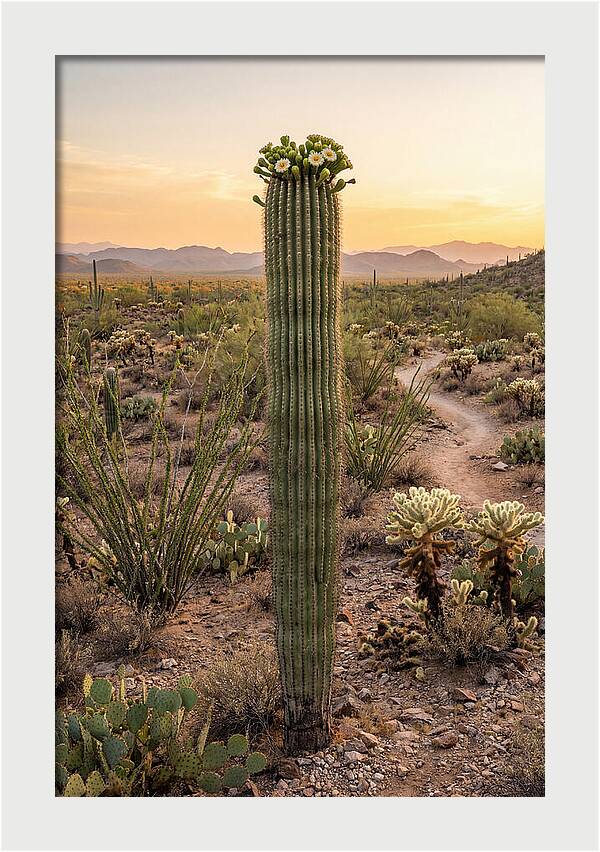 Saguaro Cactus In Bloom