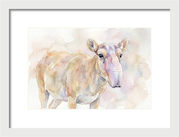 Saiga Antelope Watercolor Portrait