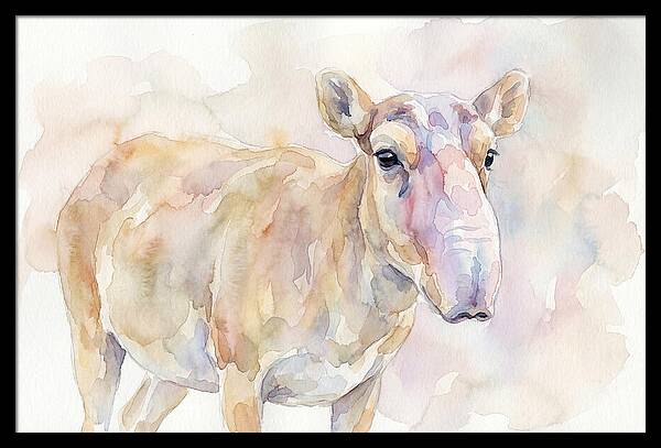 Saiga Antelope Watercolor Portrait