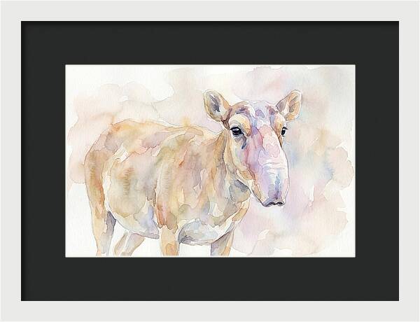 Saiga Antelope Watercolor Portrait