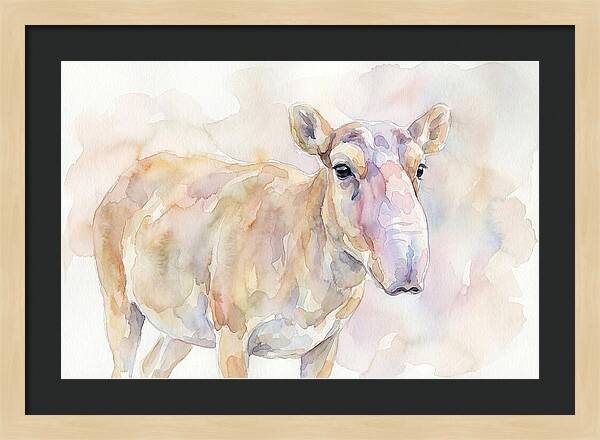 Saiga Antelope Watercolor Portrait