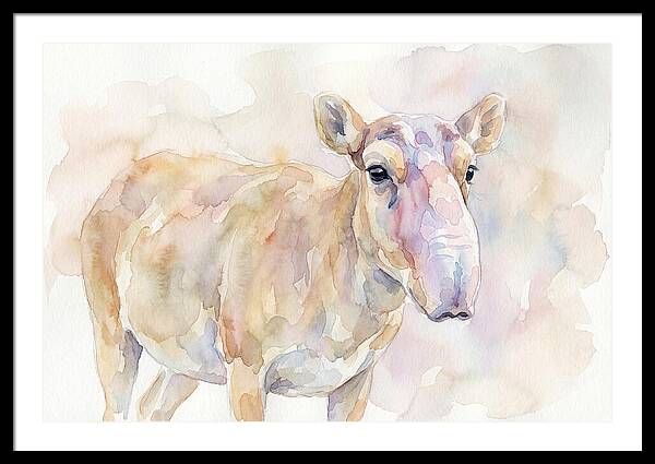Saiga Antelope Watercolor Portrait