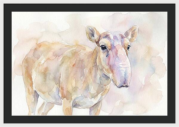 Saiga Antelope Watercolor Portrait