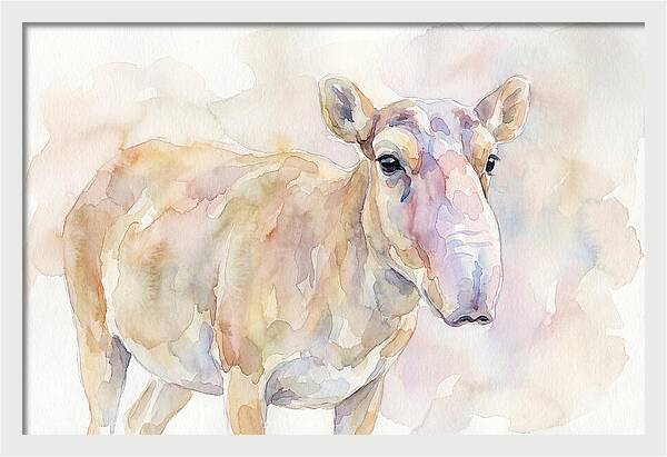Saiga Antelope Watercolor Portrait