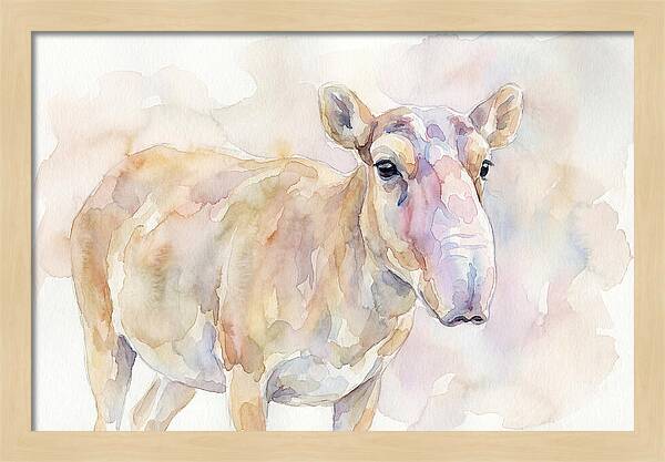 Saiga Antelope Watercolor Portrait
