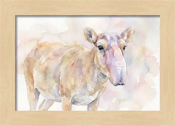 Saiga Antelope Watercolor Portrait