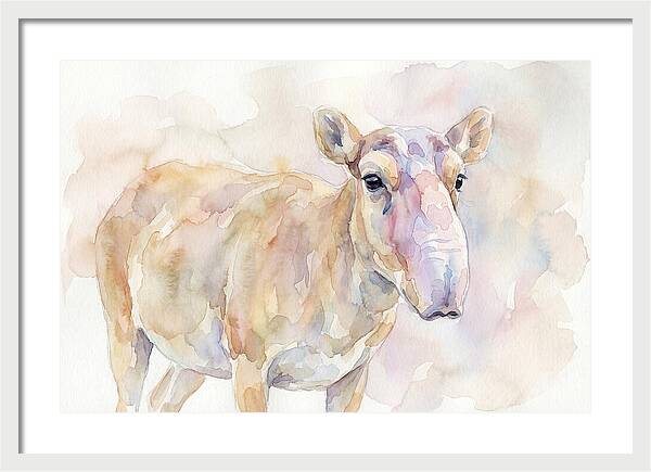 Saiga Antelope Watercolor Portrait
