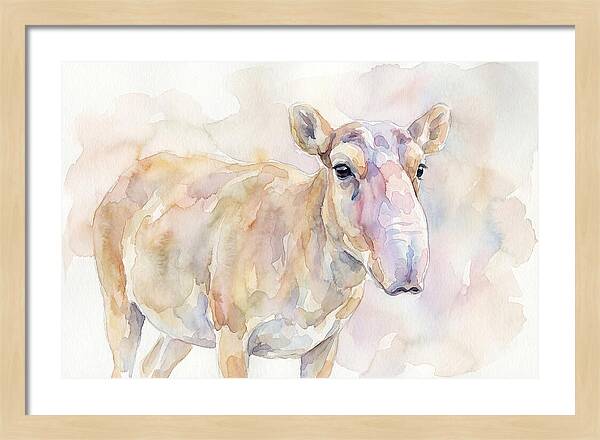 Saiga Antelope Watercolor Portrait