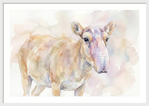 Saiga Antelope Watercolor Portrait