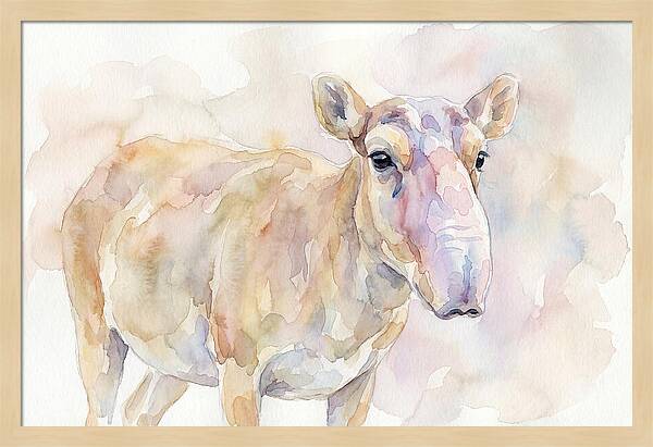 Saiga Antelope Watercolor Portrait