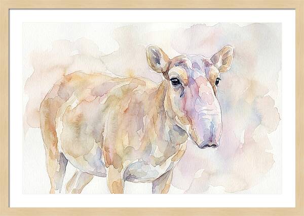 Saiga Antelope Watercolor Portrait