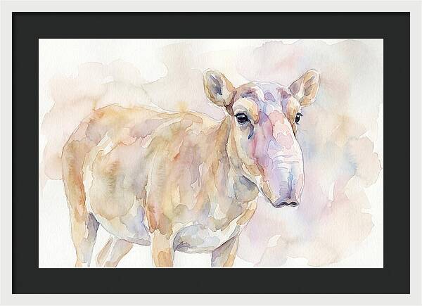 Saiga Antelope Watercolor Portrait