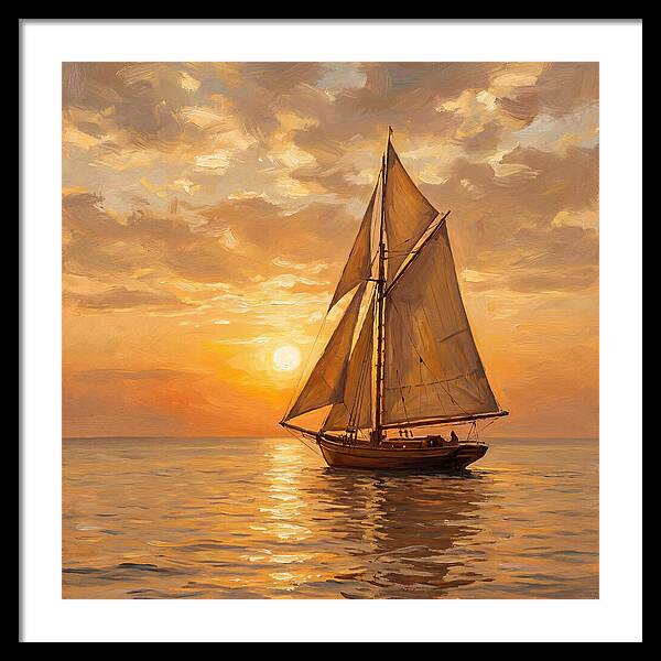 Sailboat Against Sunset Glow
