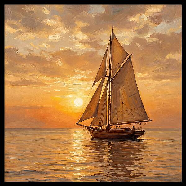 Sailboat Against Sunset Glow