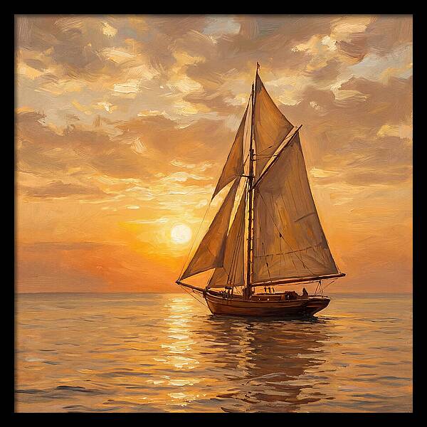Sailboat Against Sunset Glow