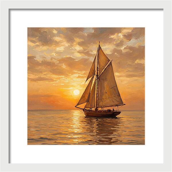 Sailboat Against Sunset Glow