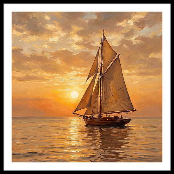 Sailboat Against Sunset Glow