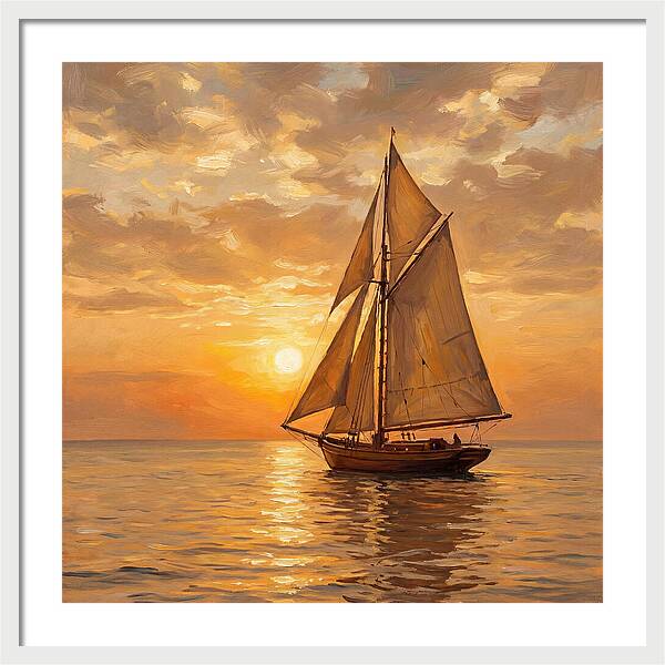 Sailboat Against Sunset Glow