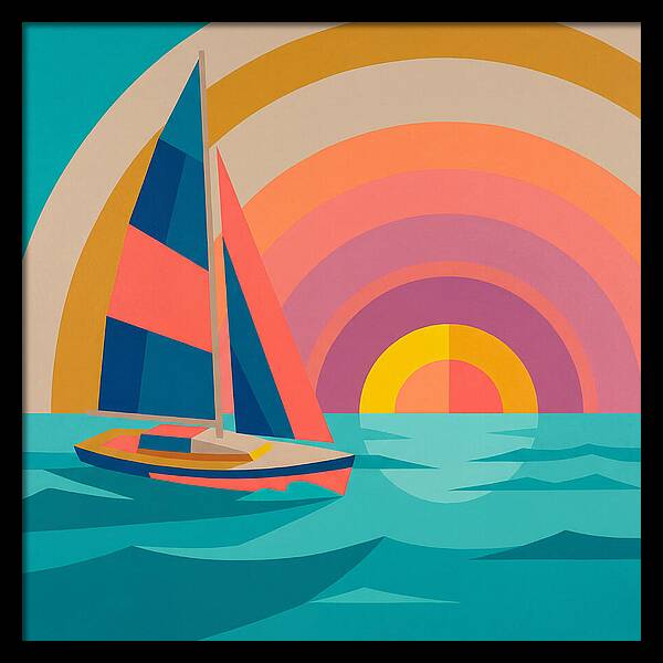 Sailboat Against Vibrant Sunset