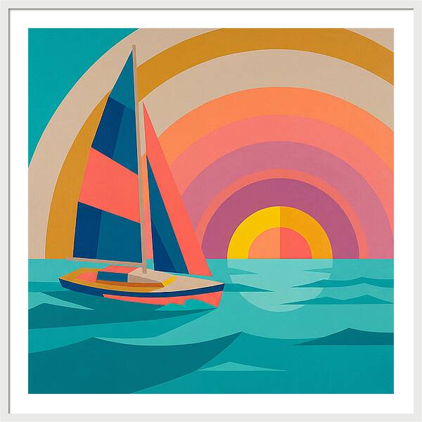 Sailboat Against Vibrant Sunset