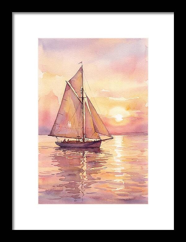 Sailboat Gliding Into Sunset