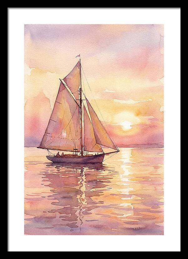 Sailboat Gliding Into Sunset