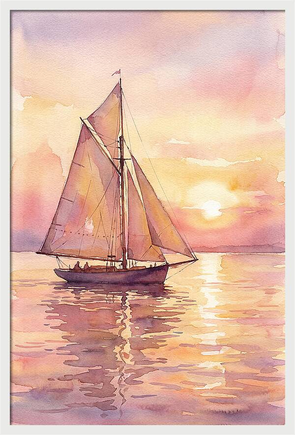Sailboat Gliding Into Sunset