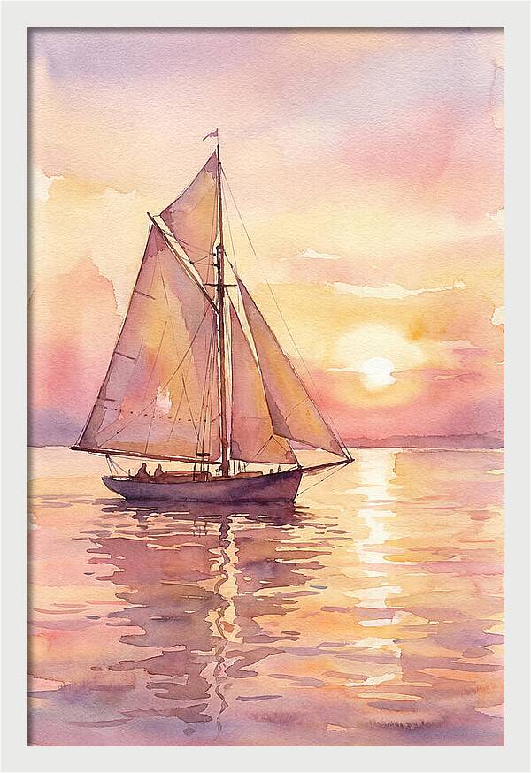 Sailboat Gliding Into Sunset