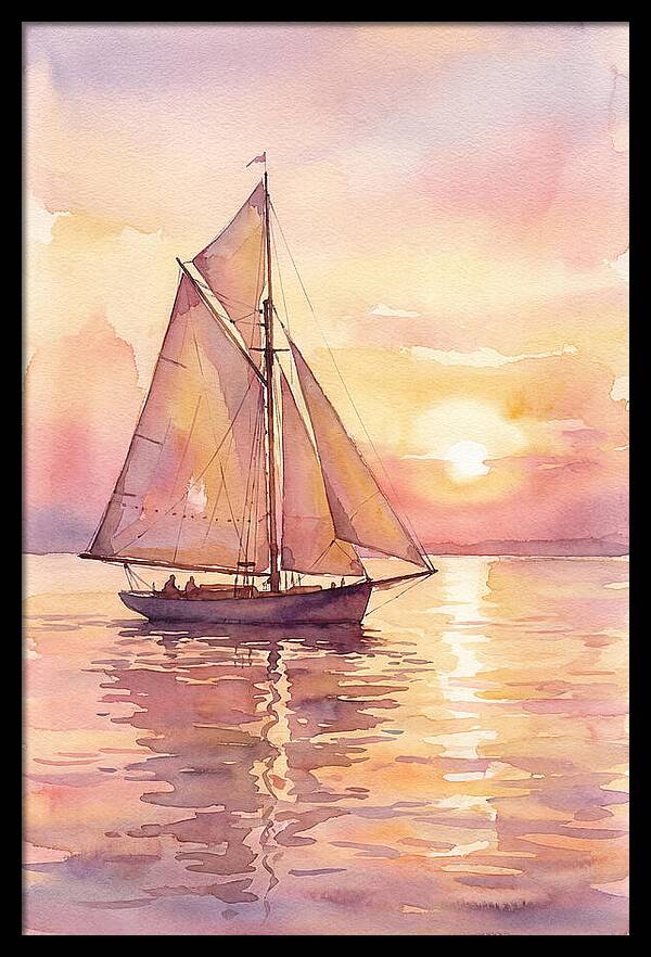 Sailboat Gliding Into Sunset