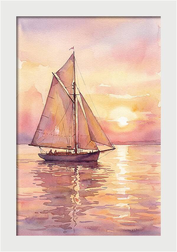 Sailboat Gliding Into Sunset