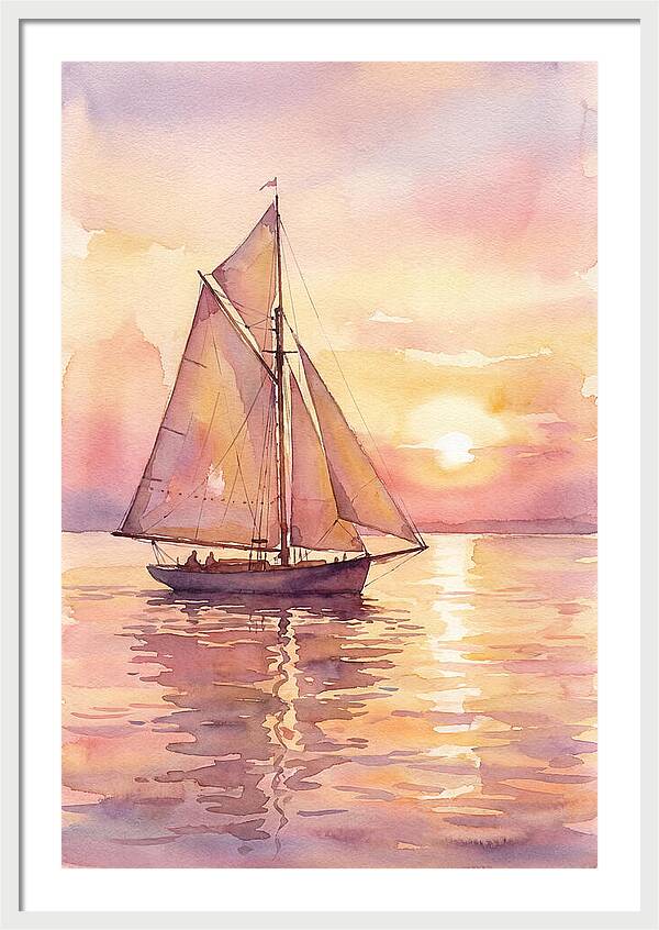 Sailboat Gliding Into Sunset