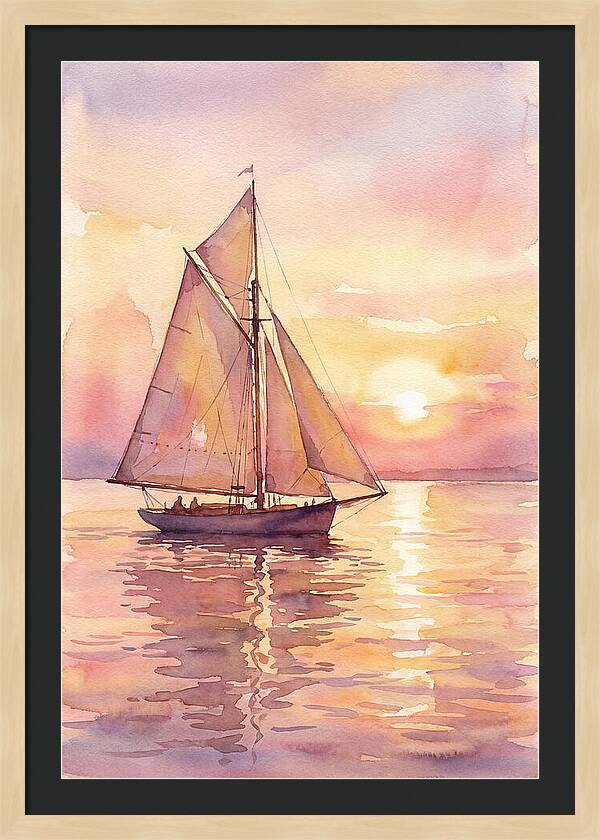 Sailboat Gliding Into Sunset