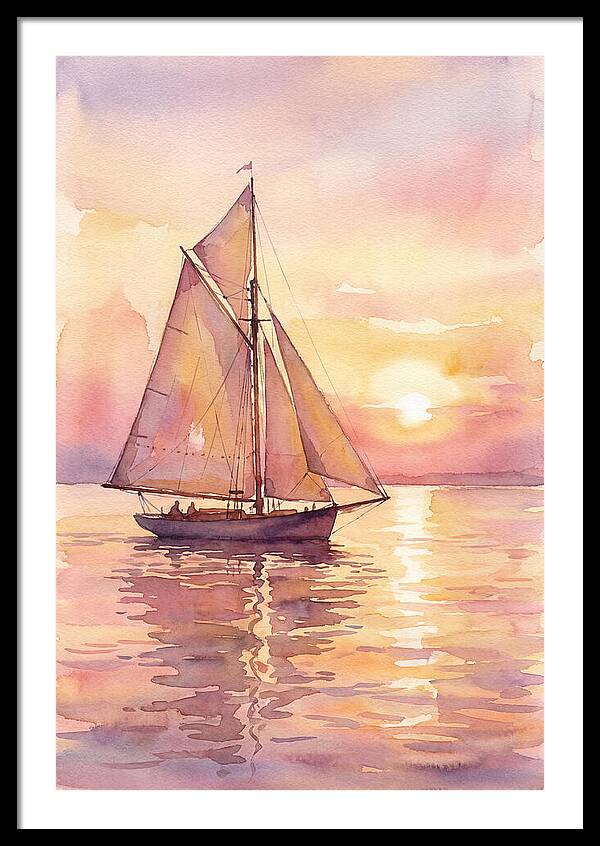 Sailboat Gliding Into Sunset