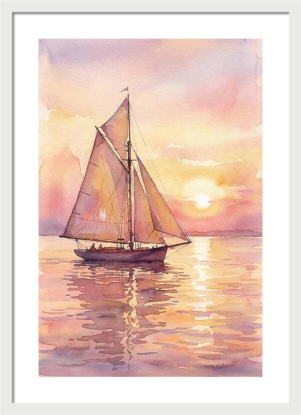 Sailboat Gliding Into Sunset