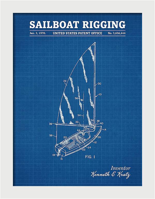 Sailboat Rigging Blueprint Patent Us3656444a