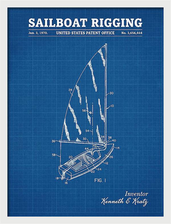 Sailboat Rigging Blueprint Patent Us3656444a