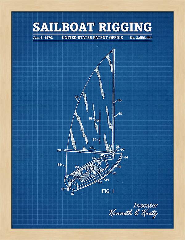 Sailboat Rigging Blueprint Patent Us3656444a