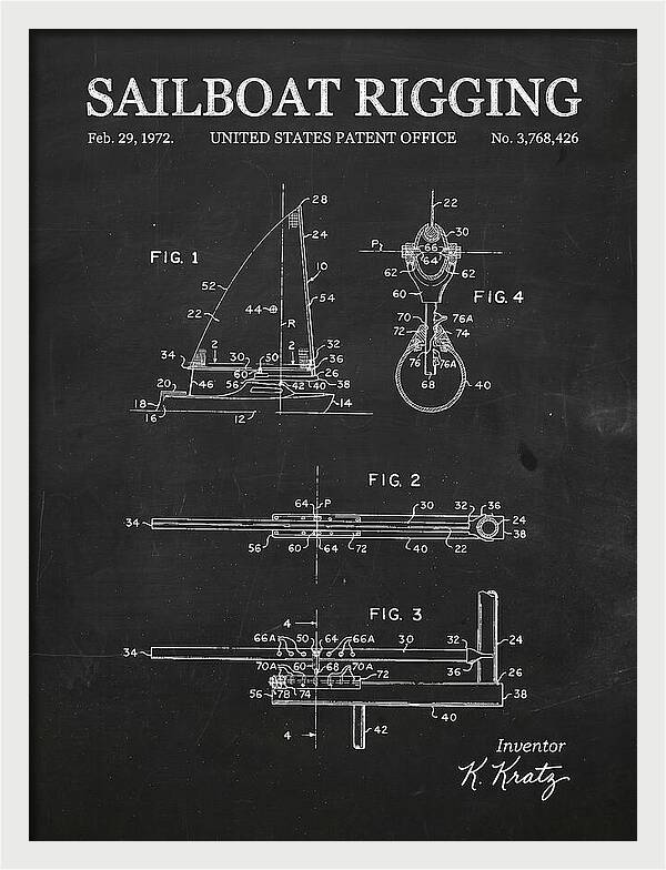 Sailboat Rigging Chalkboard Patent Us3768426a