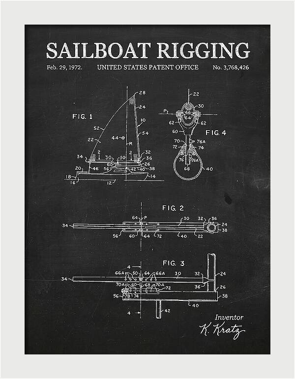 Sailboat Rigging Chalkboard Patent Us3768426a