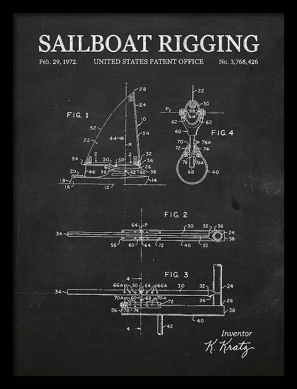 Sailboat Rigging Chalkboard Patent Us3768426a