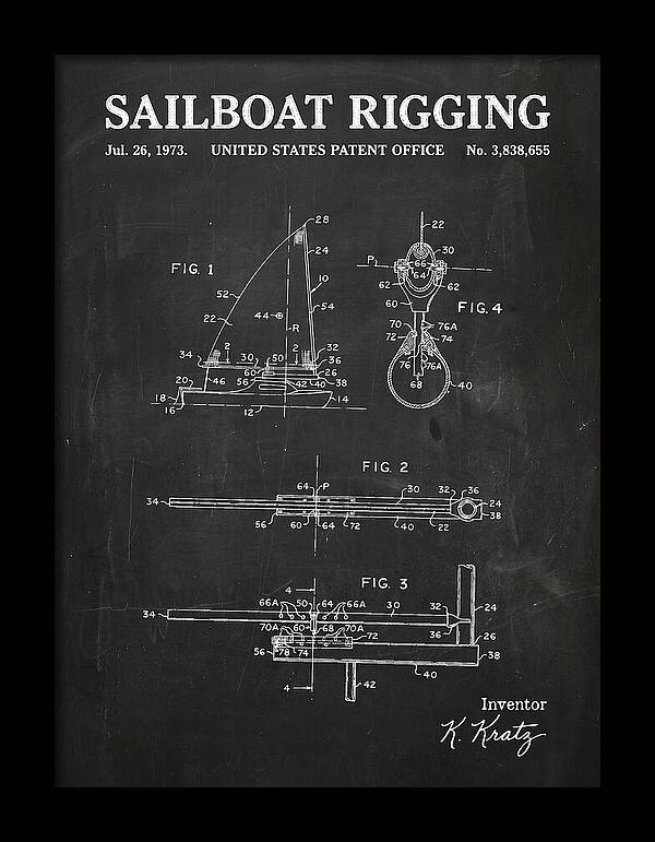 Sailboat Rigging Chalkboard Patent Us3838655a