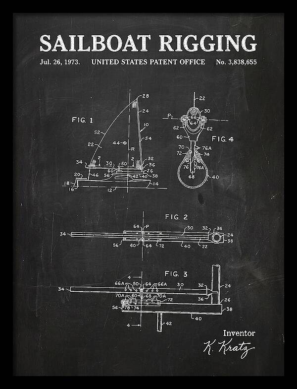Sailboat Rigging Chalkboard Patent Us3838655a