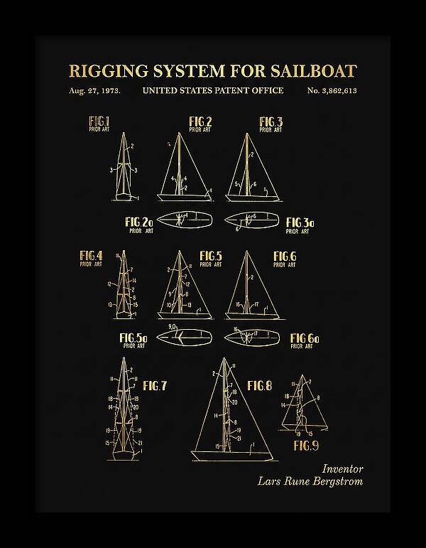 Sailboat Rigging System Gold Patent Us3862613a