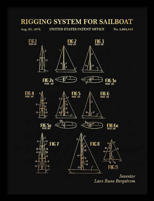 Sailboat Rigging System Gold Patent Us3862613a