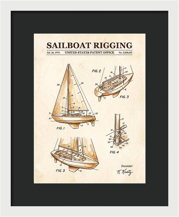 Sailboat Rigging Watercolor Patent Us3838655a