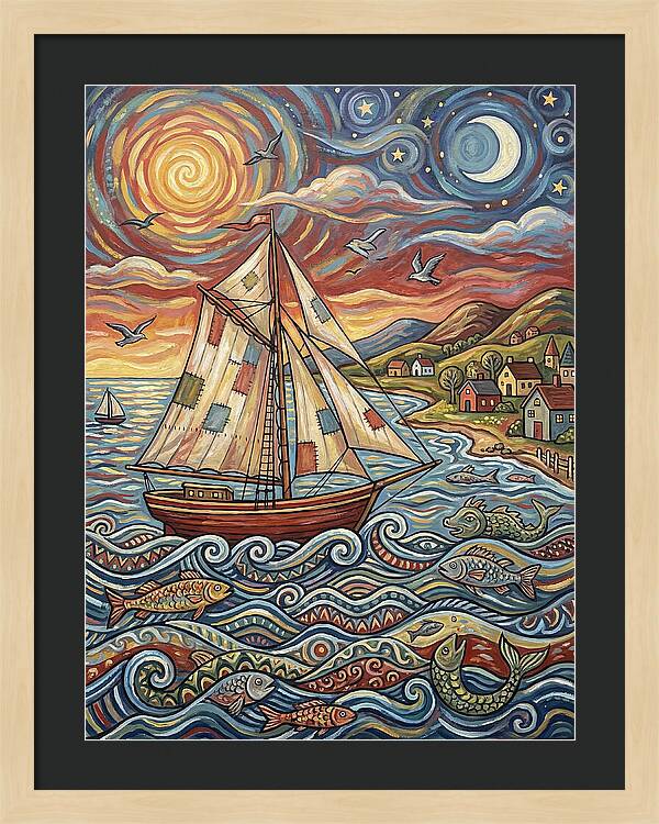 Sailboat Under Sunset Skies