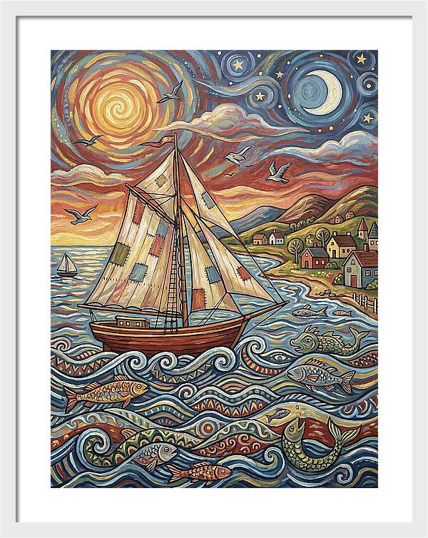 Sailboat Under Sunset Skies