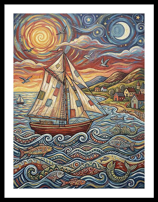 Sailboat Under Sunset Skies