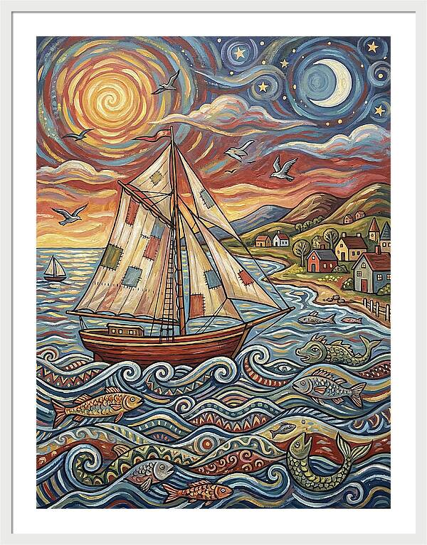 Sailboat Under Sunset Skies